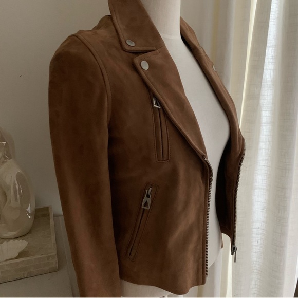 Eleven Paris Genuine Leather Suede Camel Jacket - Picture 6 of 8